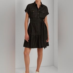 Ralph Lauren Women's Denim Short Sleeve Shirtdress Black Size 18W